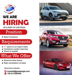 Required Experience Sales Agent  ( AutoTrading, Japanese Vechile Exp)
