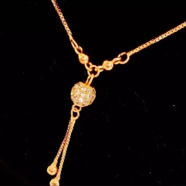 Nayab Ball Chains with Rhinestone Pendant Crystal Necklace for Women and Girls
