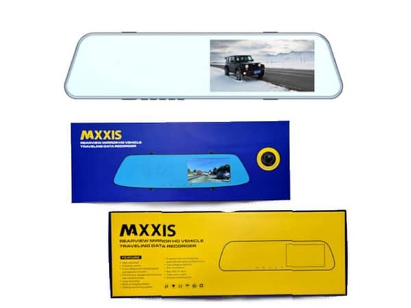 Maxxis Universal Dual Lens Car DVR Rearview Mirror Featuring a 4.3-Inch Display