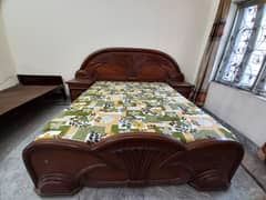 King size wooden bed with dressing, without mattress.