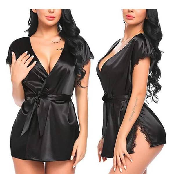 Memon Online - Women's 1 Piece Silk Satin Nighty Sleepwear Set with Robe and Short Gown for Bridal Nightwear and Girls' Sleepwear