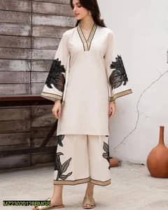 3 Pc's Women's Stitched Embroidered Organza Suit