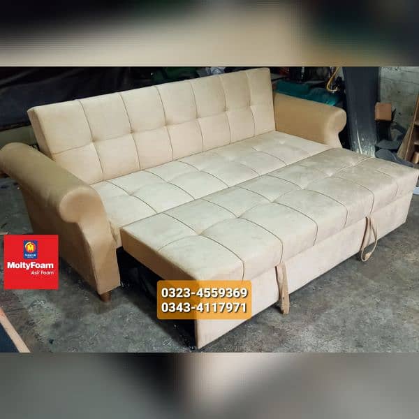Sofa cum bed Molty double bed folding bed /Foam Mattress/Dining Table 5