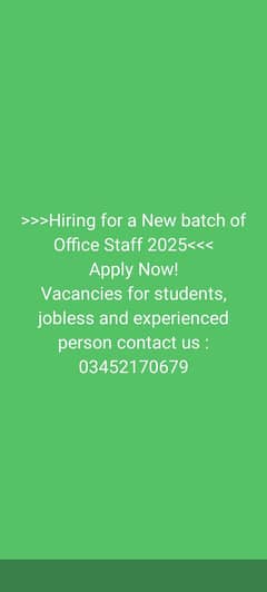 we are hiring male and female staff
