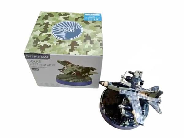 F-16 Fighter Jet Solar-Powered Car Perfume Decoration with Refill for Dashboard