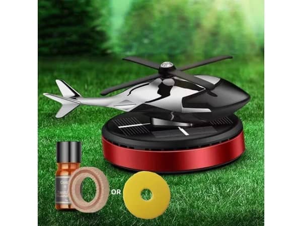 Solar-Powered Helicopter Dashboard Decoration with Air Freshener and Refill Bottle