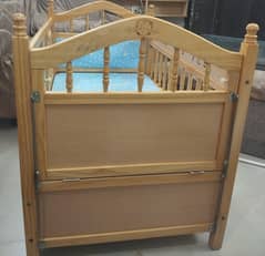 Wooden Cot with Matress and Swing