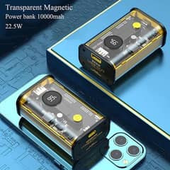 10000mha lithium polymer transparent power bank with 22.5W battery