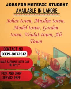 jobs opportunity for fresh students In lahore matric fsc bs hons