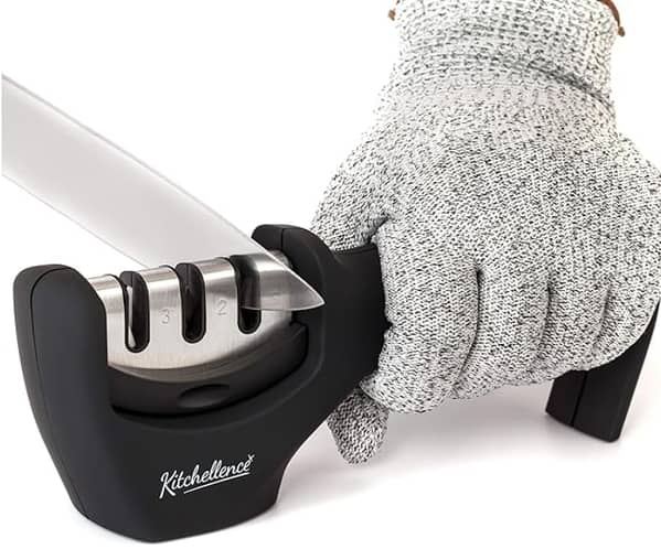 Kitchellence 4-in-1 Knife Sharpener: 3-Stage System for Repairing, Sharpening, and Polishing Kitchen Blades