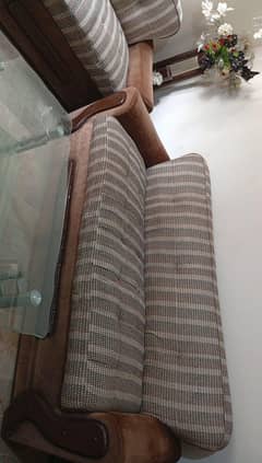 7 Seater Heavy Sofa with Glass Table. .