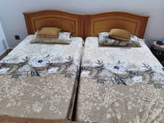 2 Single Wooden Oak Beds