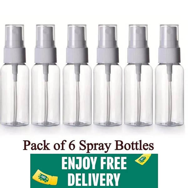 Pack of 6 Refillable 120 ml Empty Plastic Spray Bottles for Travel, Makeup, and Perfume