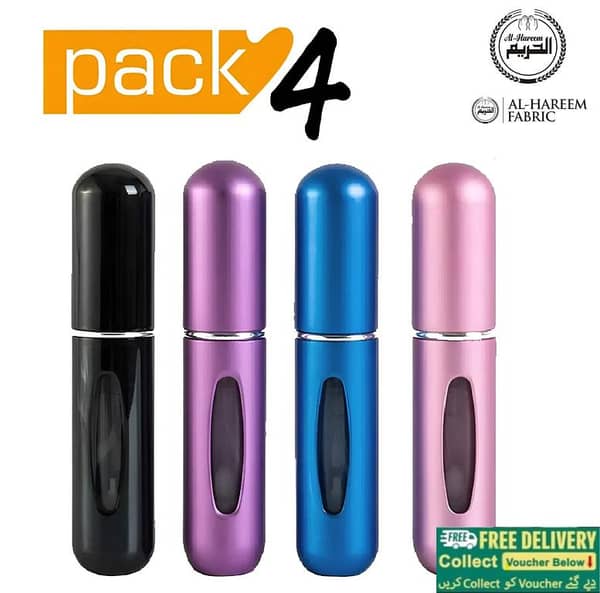 4-Pack of 5ml Mini Refillable Perfume Spray Bottles - Compact Travel Containers for Fragrance, Suitable for Men, Women, and Girls