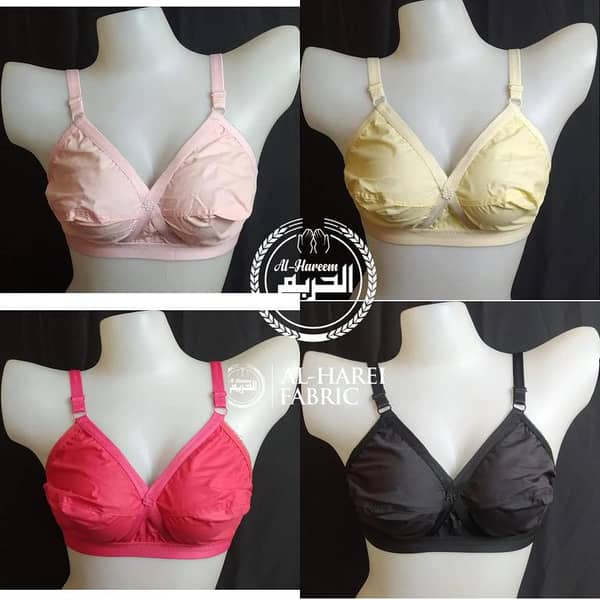 Set of 4 Women's Multi-Color Pure Cotton Bras - Simple Blouse Underwear for Ladies and Girls
