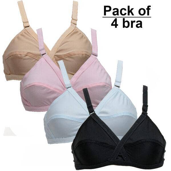 4-Pack Multicolor Cotton Bras for Girls and Women