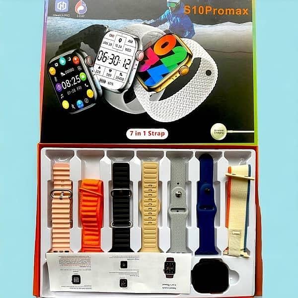 S10 Pro Max Series 9 7-in-1 Smart Watch with 2.1-Inch Full HD Display, Wireless Charging, 7 Straps, and Waterproof Features