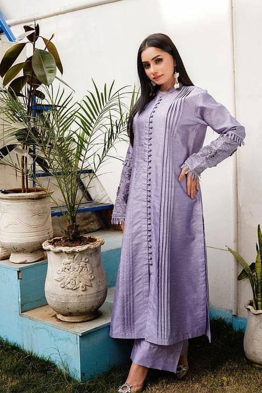 Insiya 2 Piece Stitched Suit | Embellished Shirt and Trouser Pants for Women and Girls | Ready-to-Wear Silk Collection
