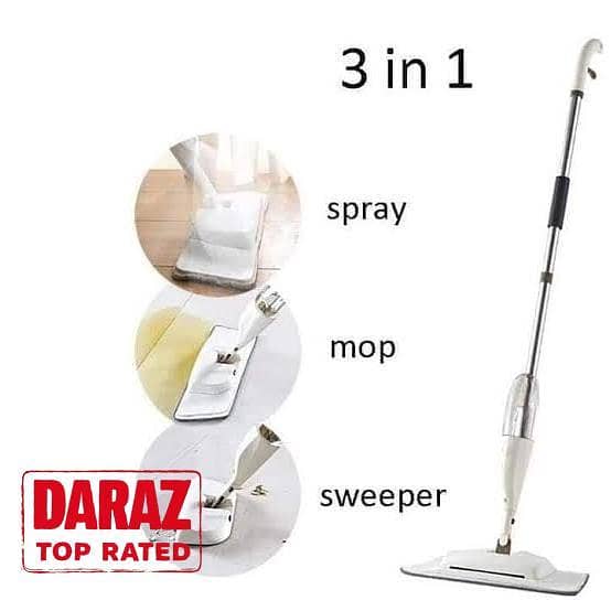 Microfiber Water Spray Mop with 360-Degree Flat Head and Refillable Bottle for Efficient Floor Cleaning on Multiple Surfaces