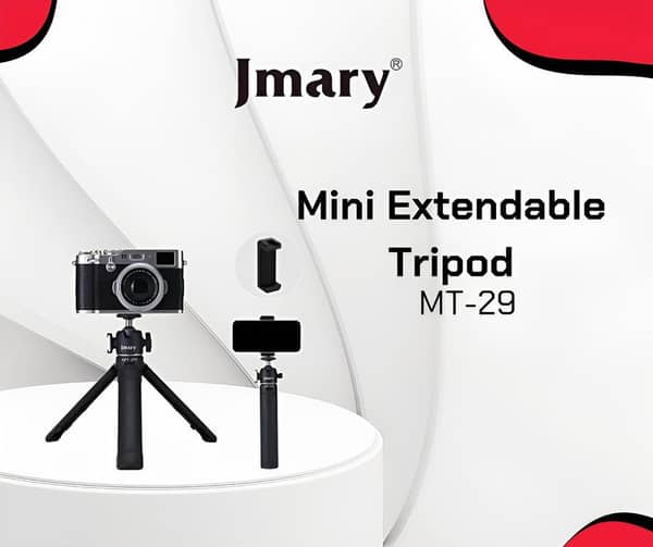 Jmary MT-29 Mini Tripod for Selfies and Vlogging with Extendable Height, 360° Ball Head, Mobile Mount for Cameras and Smartphones