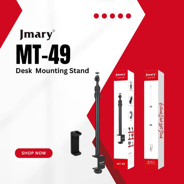 Jmary MT49 Tabletop Light Stand with C Clamp and Desk Mount Tripod