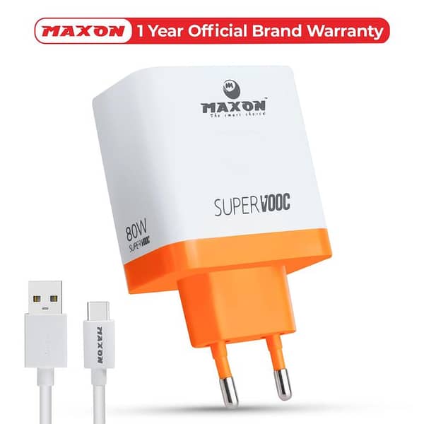 Maxon T-400 80W Charger with Type C Cable for Oppo, Realme, and OnePlus Smartphones