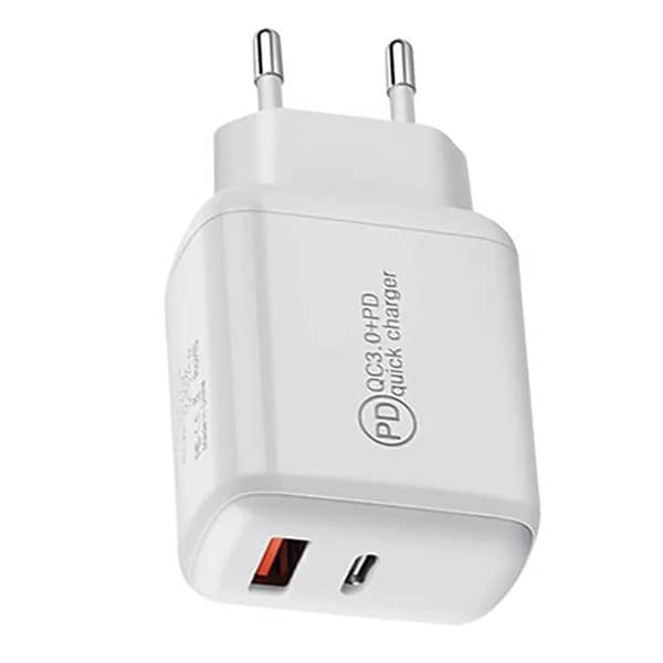 Maxon PD-F100 20W Fast Charger with Type C to Lightning Cable, QC3.0 USB-A Output, Compatible with Android and iOS Devices