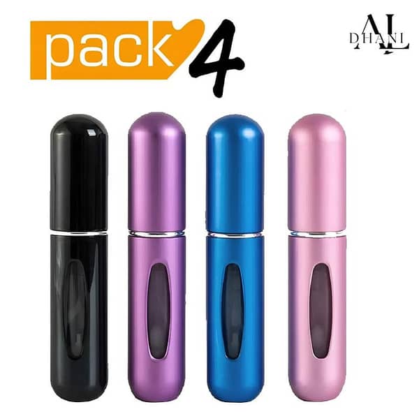 Set of 4 Refillable 5ml Mini Perfume Spray Bottles - Portable Travel Containers for Fragrance, Ideal for Men, Women, and Kids