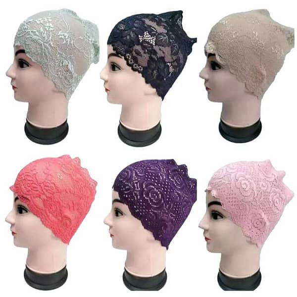 Set of 6 Girls and Women's Hijab Headbands, Adjustable Under Hijab Scarves for Stylish Comfort in Various Colors