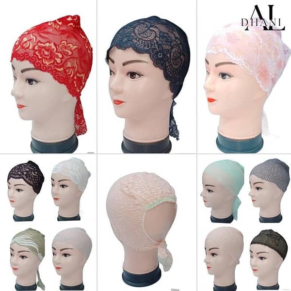 12-Pack of Tie Back Net Caps for Hijabi - Stylish Inner Caps for Girls and Women, Suitable for Summer and Winter