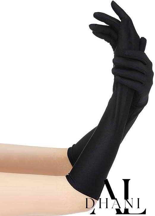 aldhani Muslim Ladies Full Finger Hijab Gloves - Long Black Hand Cover Pair for Islamic Wear