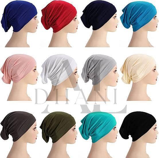 Multi-Color Hijab Tube Cap Inner Cap Set for Women and Girls - Winter Wear