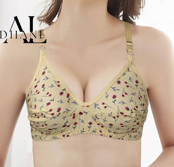 Flowery Digital Print Soft Cotton Bra - Comfortable Summer Bra for Girls and Women in Various Colors