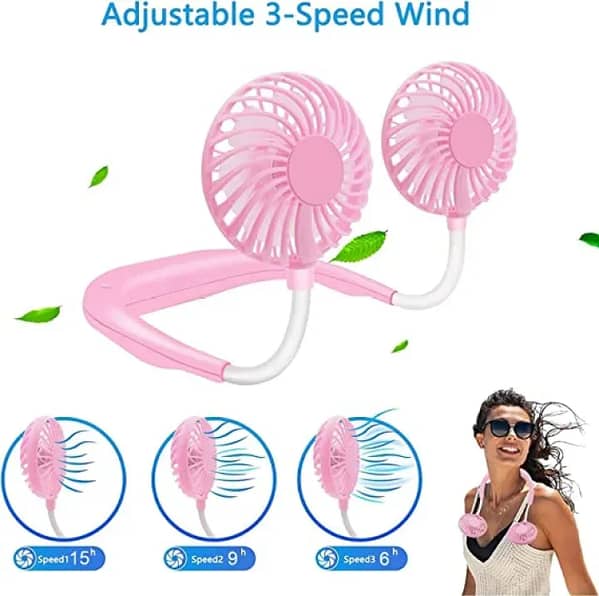 TRIMUX USB Rechargeable Neckband Fan - Portable Hands-Free Double Fan for Personal Use and Home