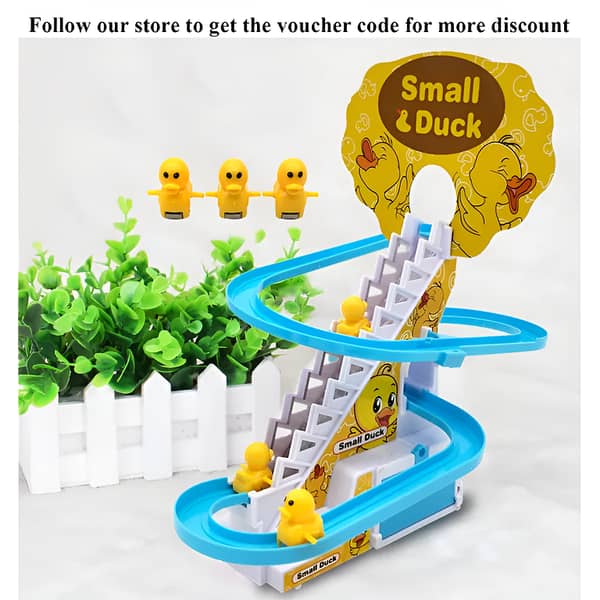 Duck Race Track Set with Flashing LED Lights and Music Features for Kids