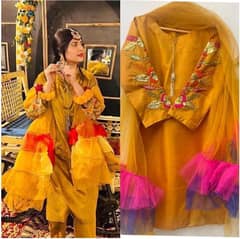stunning woman stitched suit set 3 pcs with embroidered kattan silk