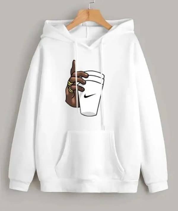 SWT Fleece Pullover Hoodie for Men with Hand and Cup Print