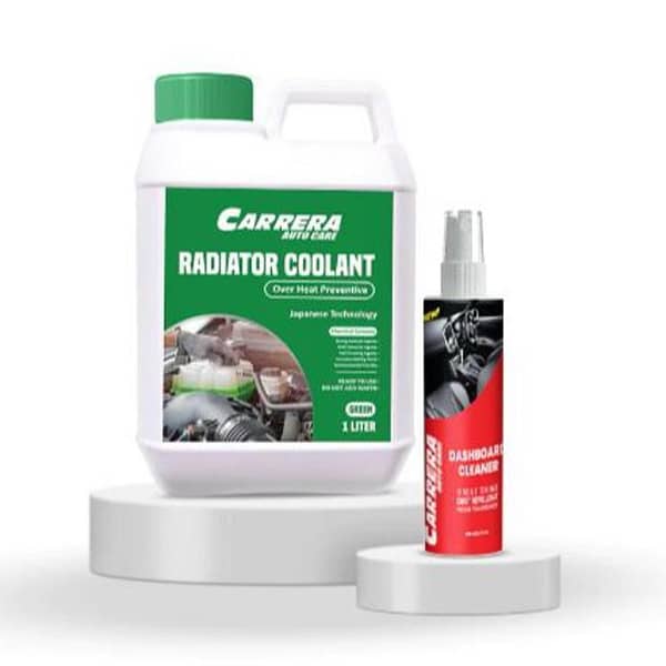 Carrera 1L Car Radiator Coolant and 200ml Dashboard Cleaner - 2-in-1 Car Care Solution for Cooling System and Interior