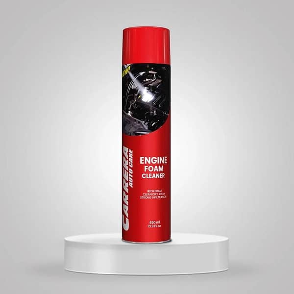 Carrera Engine Foam Cleaner - 650ml Degreaser for Cars and Bikes, Removes Grease, Rust, and Grime, Includes Zang Remover Spray