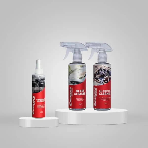 Carrera Interior Cleaning Bundle: All-Purpose Cleaner 500ml, Dashboard Cleaner 200ml, and Glass Cleaner 500ml