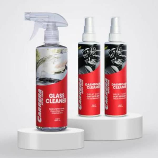 Carrera Dashboard and Glass Cleaner Set (2-Pack) - 2-in-1 Cleaner for Car Interiors and Windows, Suitable for Cars, Bikes, Buses, and More
