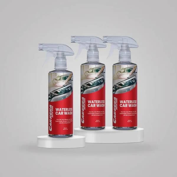 Carrera Waterless Car Wash - 500ml Anti-Dirt and Anti-Dust Spray, Pack of 3 with Microfibre Cloth - Waterless Car Shampoo and Cleaning Spray