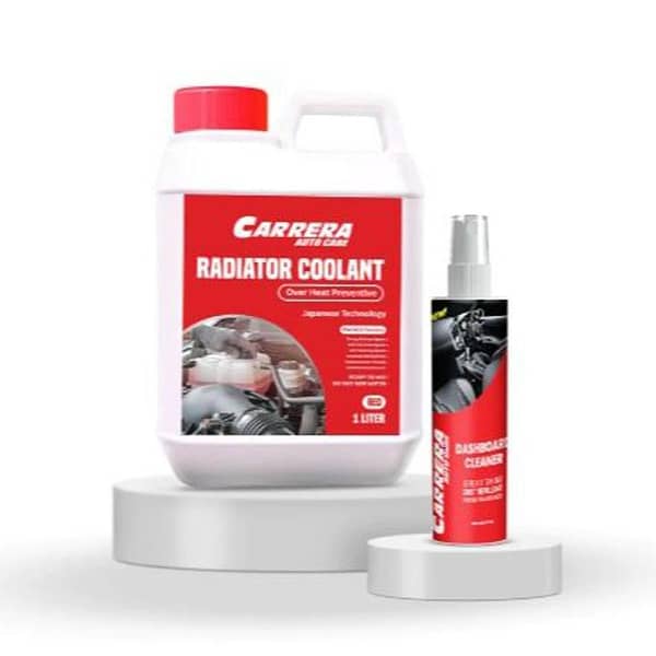 Carrera 200 ml Dashboard Cleaner and 1 L Heat Preventive Coolant - 2-in-1 Car Care Combo for Cleaning and Protecting Vehicle Interiors and Cooling Systems