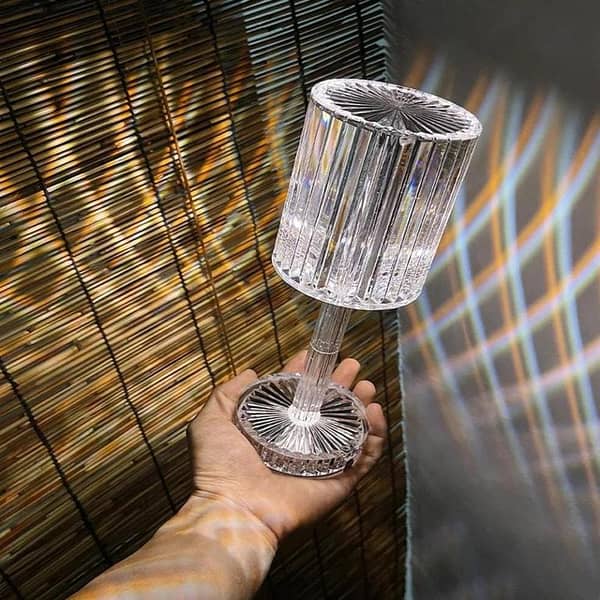 MyleCart Rechargeable Touch Bedside Lamp - Romantic Rose Crystal LED Light