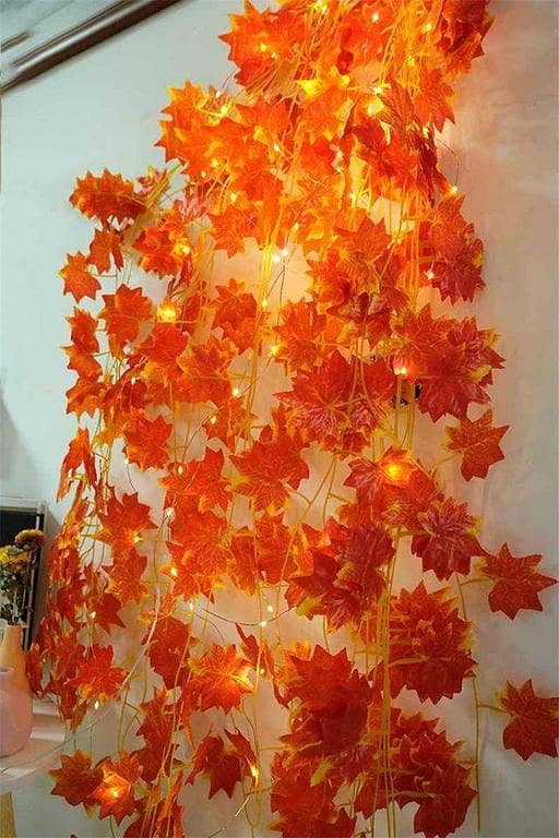 MyleCart 10FT LED Artificial Maple Leaves Fairy Lights for Wall Hanging Decoration at Parties, Weddings, and Rooms