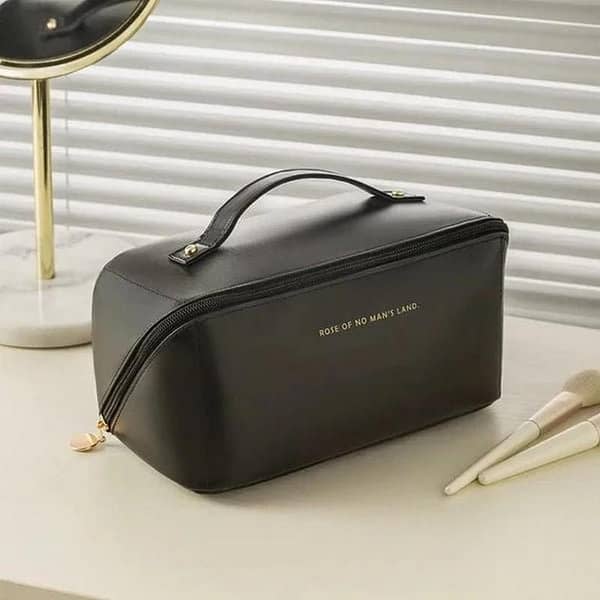 Mylecart PU Leather Cosmetic Bag - Portable Toiletry Organizer for Travel, Business, and Home Use, with Zipper Closure for Men and Women