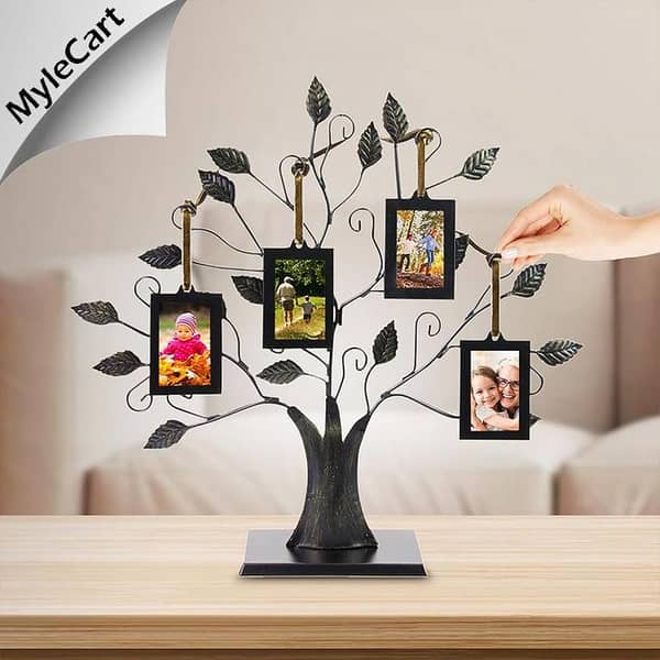 Mylecart Family Tree Photo Frame in Brushed Bronze – Wall Decor with 4 Frames for Pictures, Ideal for Home and Office