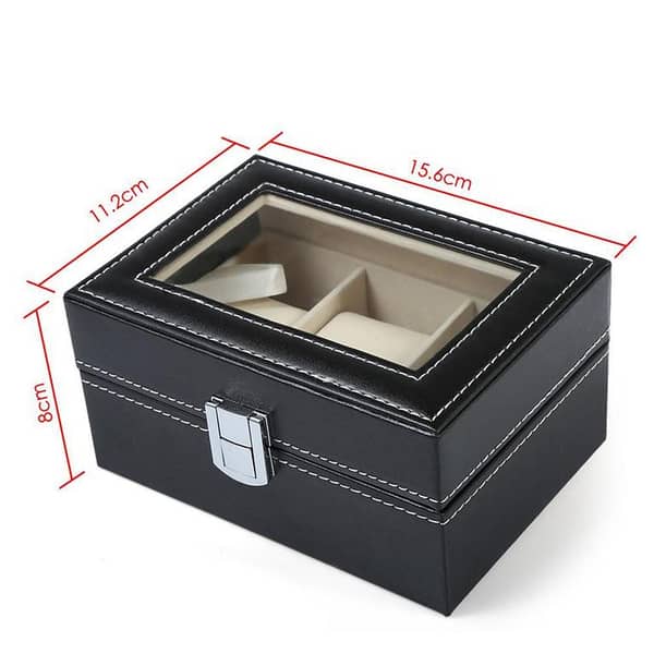 Wooden and PU Leather Smart Watch Organizer Box for Premium Watch Storage