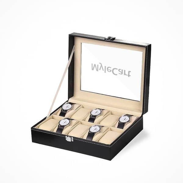 MyleCart 10-Grid Faux Leather Watch Storage Case for Unisex - Ideal for Displaying Watches and Gifting for Weddings and Birthdays