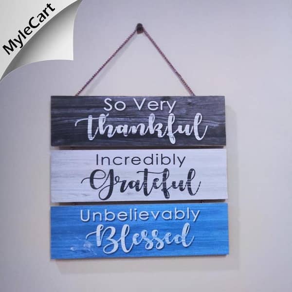 Mylecart 3-Step Wooden Wall Decor with Inspirational Quotes for a Grateful and Stylish Home